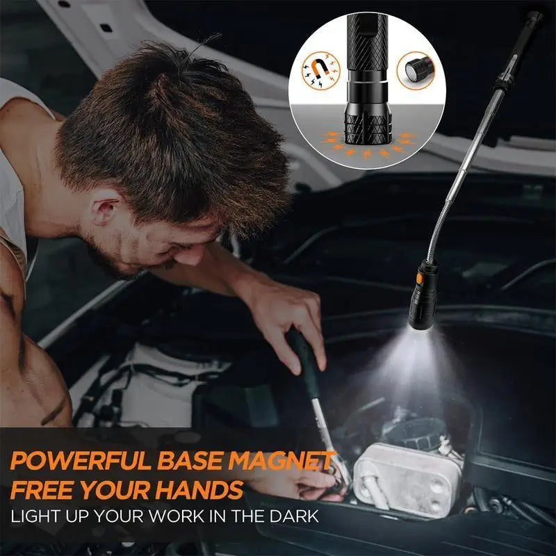 Flexible Magnetic Pickup Tool Telescopic Gadget With LED Flashlight 22.6 Inch Magnet Tool Pickup For Men Dad Car Work Home