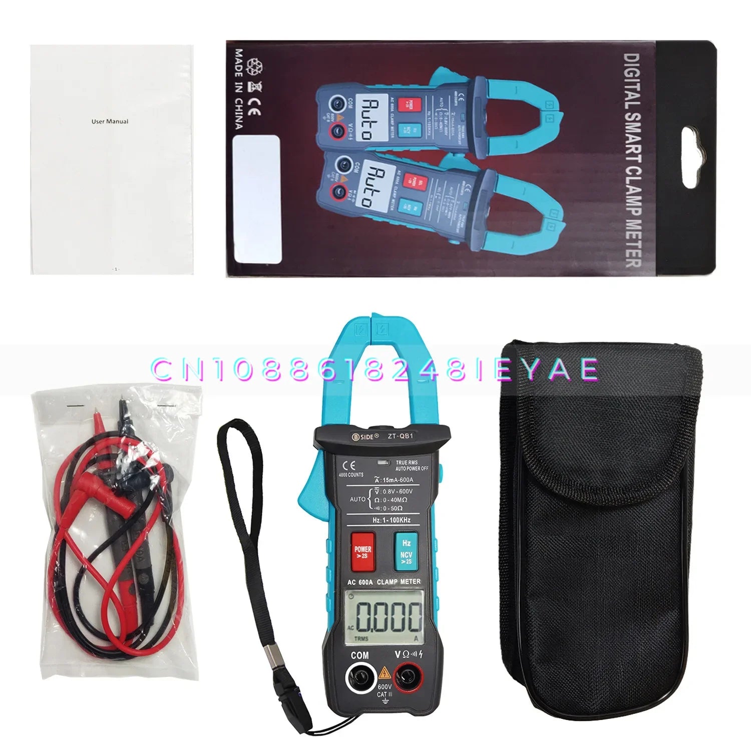 Genuine ZT-QB1 Digital Intelligent Anti-burn Clamp Ammeter Multimeter Resistance Frequency NCV Test