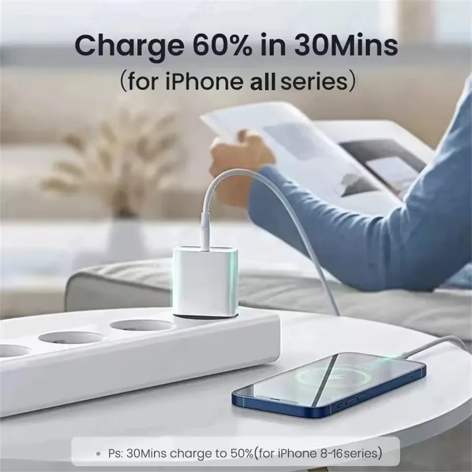 PD 40W Fast Charger For iPhone 17 16 15 14 11 12 13 Pro Max 8 Plus iPad Fast Charging USB C Cable Type C Data Line Phone Charger