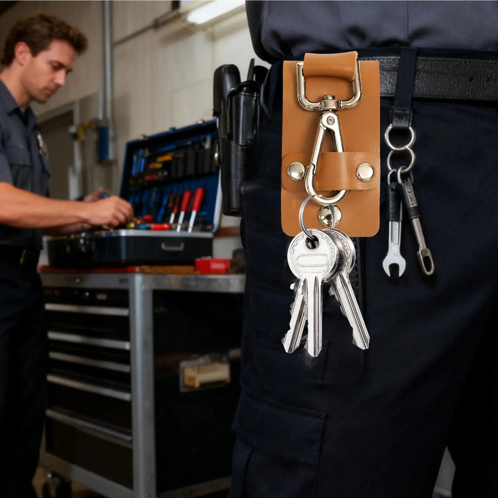 Belt Key Holder Detachable PU Leather Keeper Man Keychain For Men Women Nurse Duty Purse Outdoor Work Law Enforcement Security