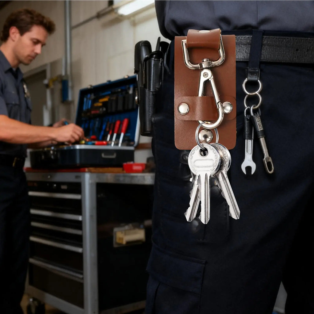 Belt Key Holder Detachable PU Leather Keeper Man Keychain For Men Women Nurse Duty Purse Outdoor Work Law Enforcement Security