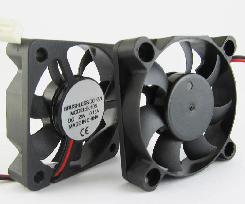 Pack of 10 50x50x10mm 5010 50mm 24 Volt DC Brushless Cooling Fan 2 Pin Connector -