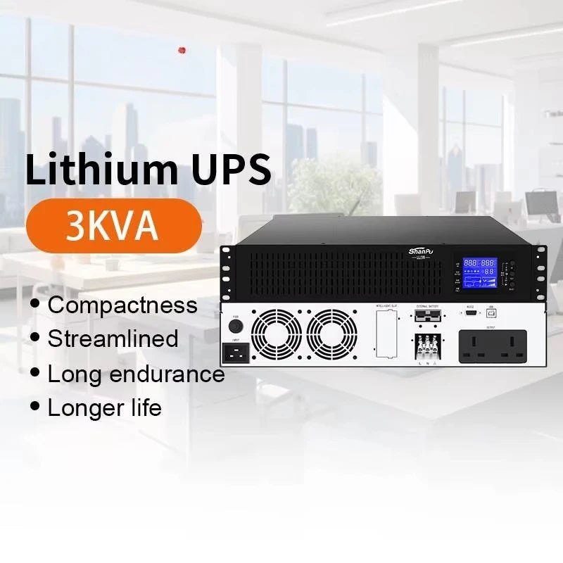 3KVA Online Rack Mounted UPS 960WH Single-phase Built-in Lithium Battery Pure Sine Wave 110V/220V UPS Power Supply