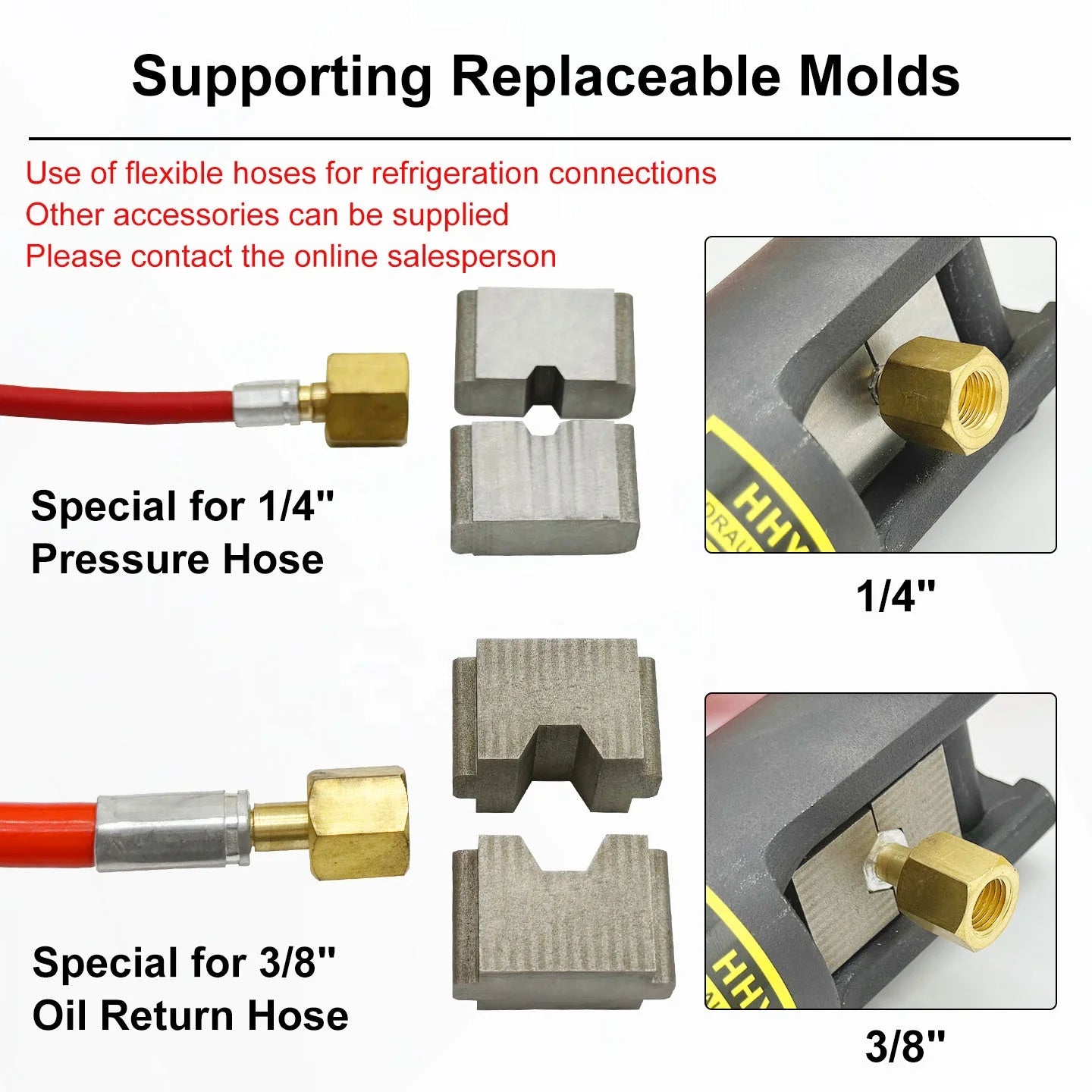 1/4" 3/8" Refrigeration Manual Hydraulic Crimping Tool Hydraulic Pliers for Refrigeration Flexible Hoses