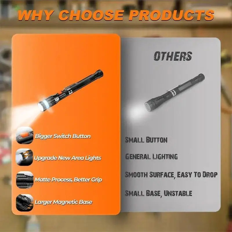 Long Magnetic Pickup Tool Extendable Gadget With Flashlight 22.6 Inch Magnet Tool Pickup For Men Dad Car Work Home Maintenance